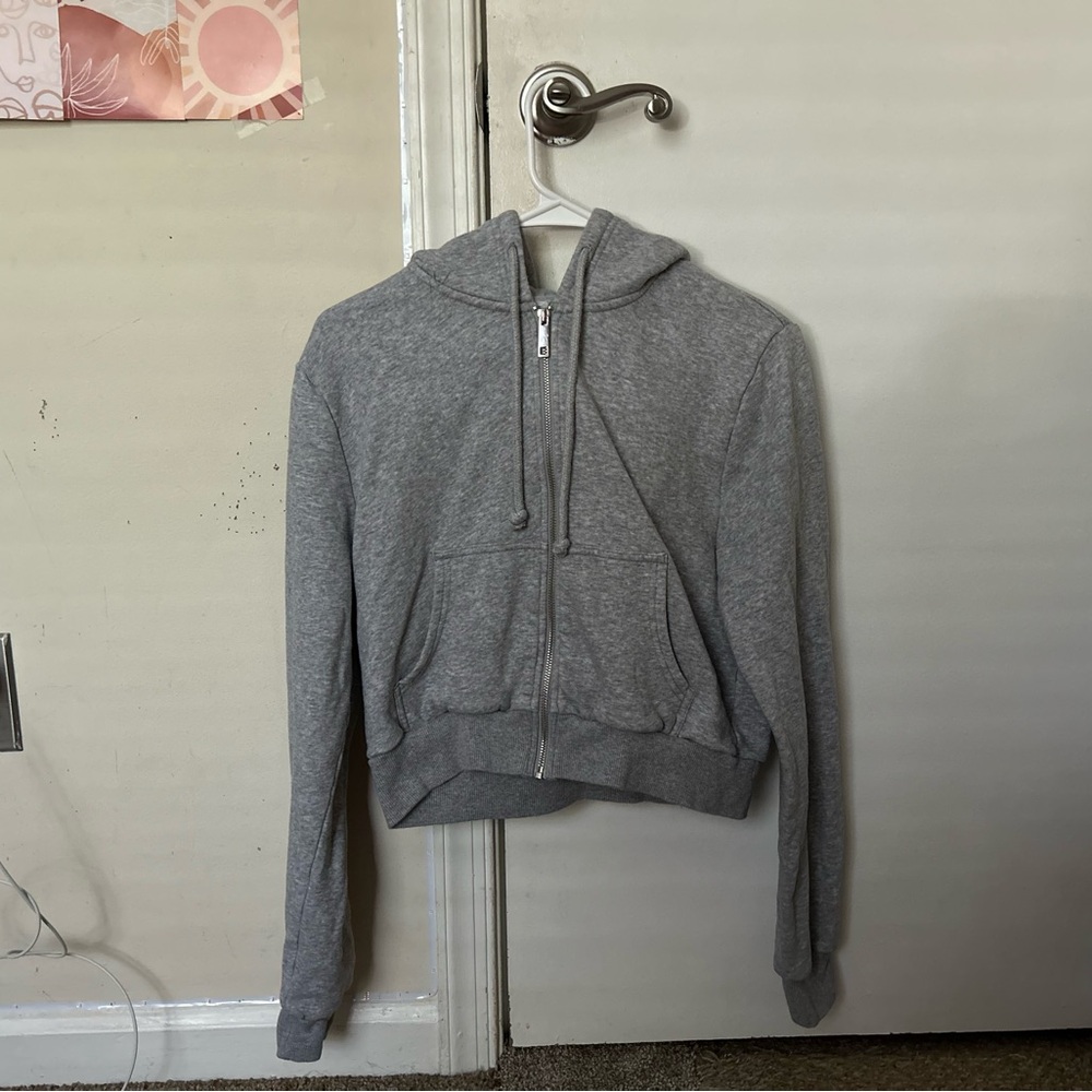 Gray Cotton On Cropped Zip Up